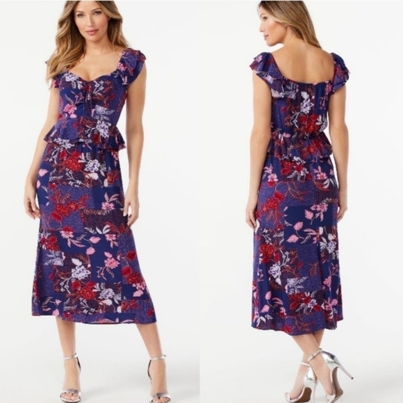 Sophia Vergara Dresses & Skirts - Sophia Vergara Sweetheart Midi Dress Size Small Floral